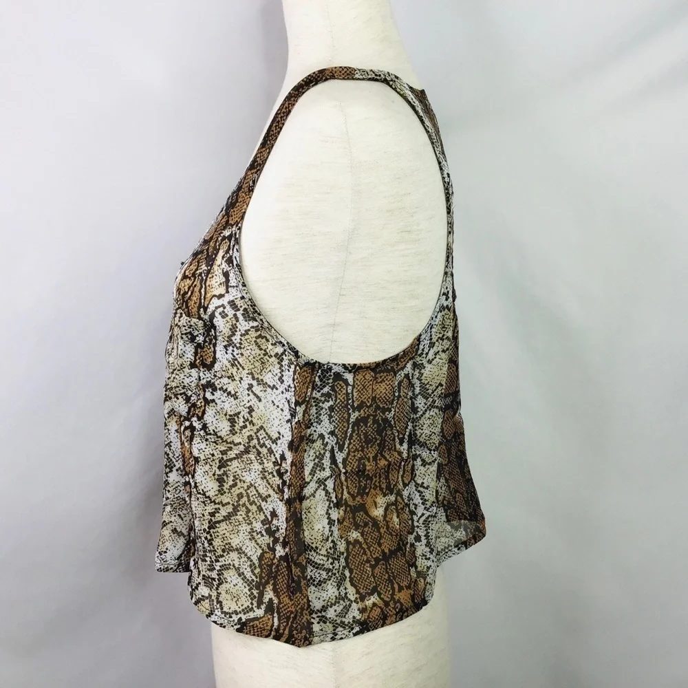 Nwot Timing Tank Top Size Small Crop Snakeskin Animal Print Black Brown - Picture 3 of 10